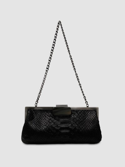 CLUTCH COTIJUBA COURO PYTHON PRETO