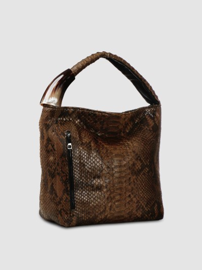 BOLSA POCONÉ COURO PYTHON OLIVA