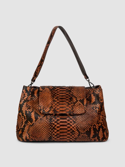 BOLSA BARAJUBA COURO PYTHON LARANJA