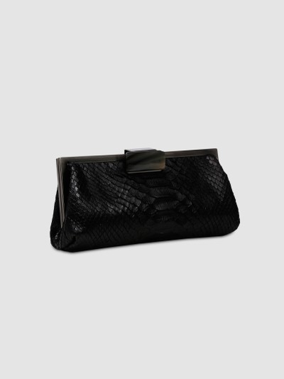 CLUTCH COTIJUBA COURO PYTHON PRETO