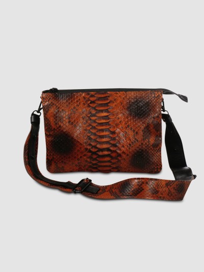 BOLSA SARACÁ COURO PYTHON LARANJA