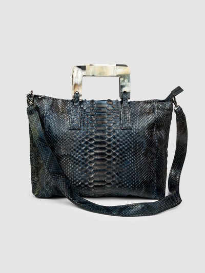 BOLSA ITIQUIRA COURO PYTHON AZUL