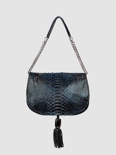 BOLSA XAMBIOÁ COURO PYTHON AZUL