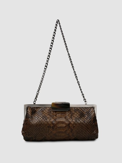 CLUTCH COTIJUBA COURO PYTHON OLIVA