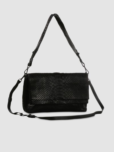 BOLSA MARAJÓ COURO PYTHON PRETO