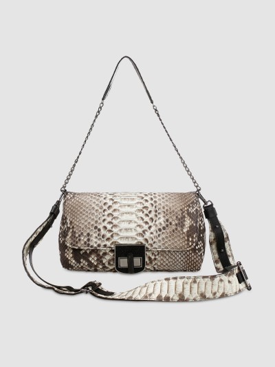 BOLSA ARAGUANÃ COURO PYTHON BRANCO