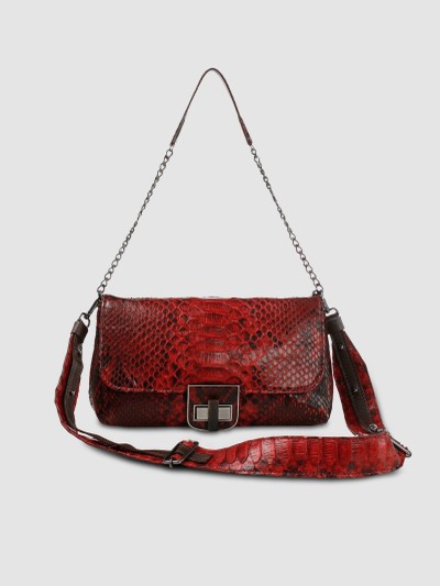 BOLSA ARAGUANÃ COURO PYTHON VERMELHO