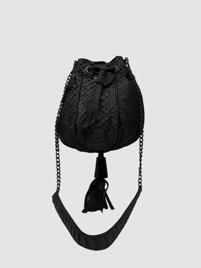 BOLSA BACUPARI COURO PYTHON PRETO