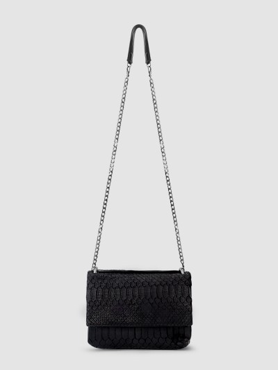 BOLSA PARICÁ COURO PYTHON PRETO