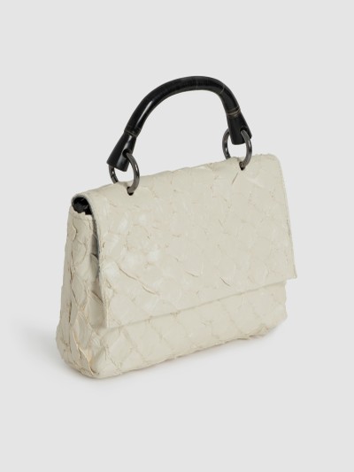 BOLSA COPAÍBA COURO PIRARUCU OFF WHITE