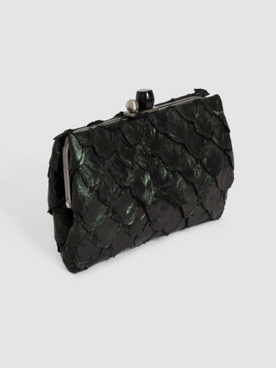 CLUTCH MAYA COURO PIRARUCU PRETO FURTA COR