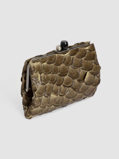 CLUTCH MAYA COURO PIRARUCU VERDE MUSGO