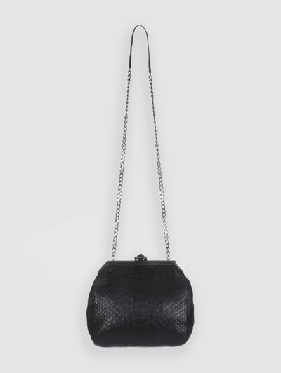 BOLSA MANDUVI COURO PYTHON PRETO