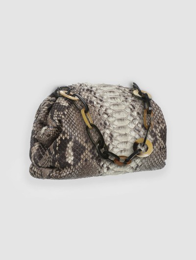 BOLSA GUANANDI COURO PYTHON BRANCO