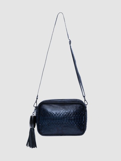 BOLSA APIÚ COURO PYTHON AZUL ESCURO