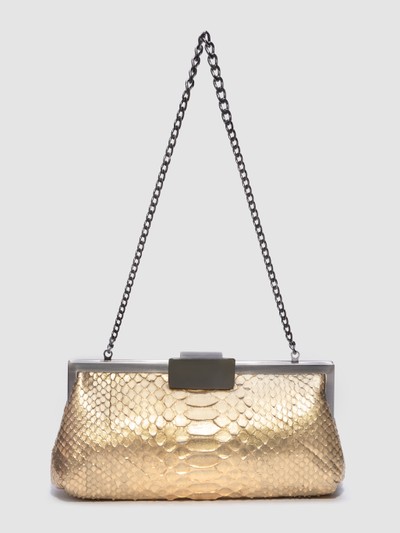 CLUTCH COTIJUBA COURO PYTHON DOURADO CLARO