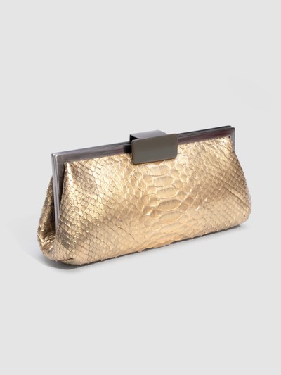 CLUTCH COTIJUBA COURO PYTHON DOURADO CLARO