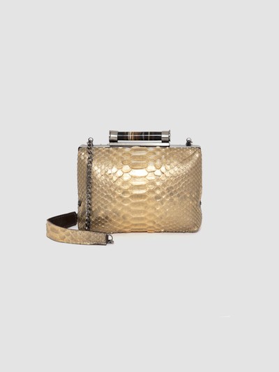 CLUTCH CASEARA COURO PYTHON OURO LIGHT