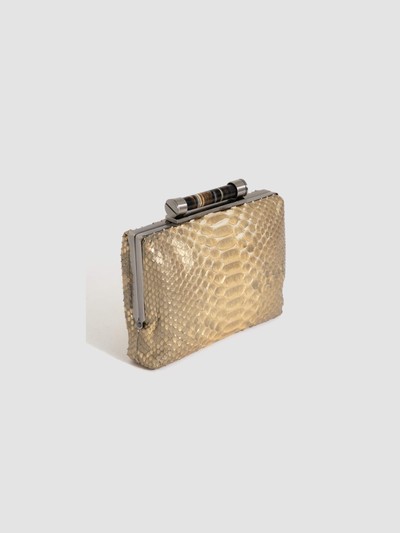 CLUTCH CASEARA COURO PYTHON OURO LIGHT