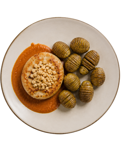 Hambúrguer de Frango com Batata Hasselback - 289kcal