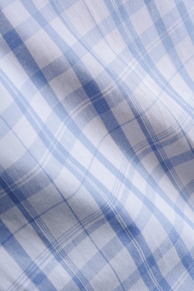 Camisa Tradicional Xadrez Branco e Azul Manga Curta