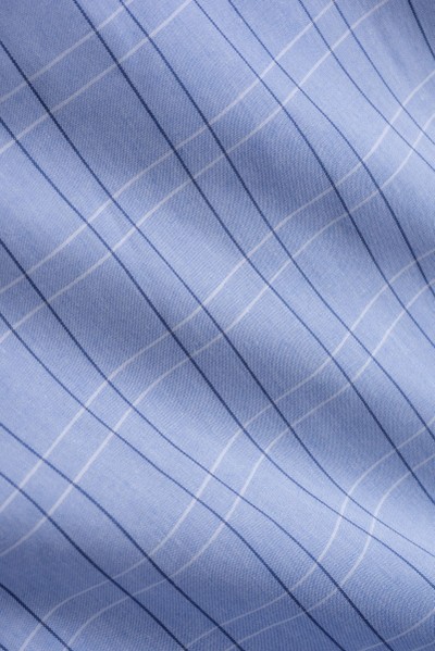Camisa Tradicional Xadrez Azul e Branco Manga Curta
