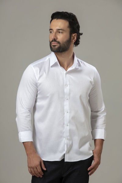 Camisa Social Slim Fio 60 Acetinada Branca