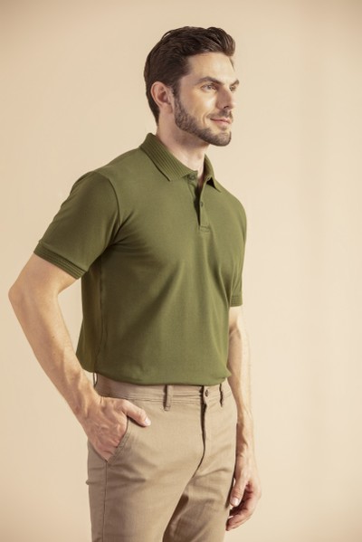 Camisa Polo Lisa Confort Verde Musgo