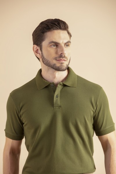 Camisa Polo Lisa Confort Verde Musgo