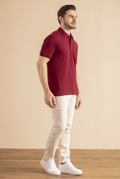 Camisa Polo Lisa Confort Vinho