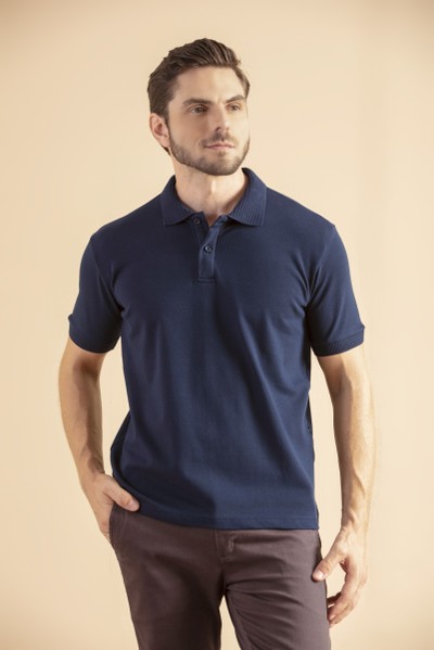 Camisa Polo Lisa Confort Azul Marinho