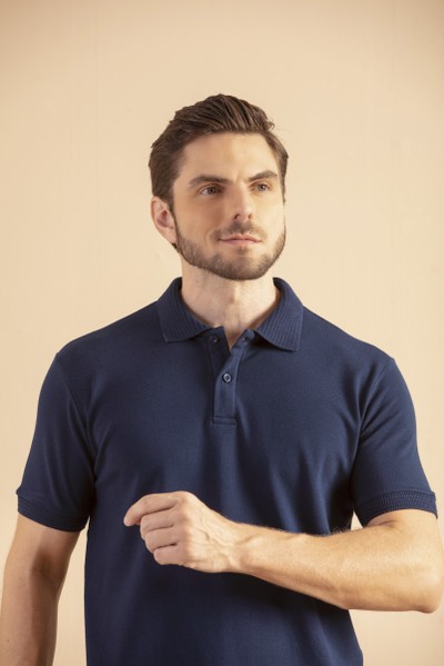 Camisa Polo Lisa Confort Azul Marinho