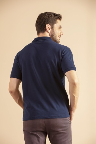 Camisa Polo Lisa Confort Azul Marinho