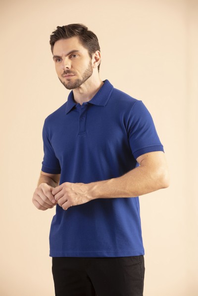 Camisa Polo Lisa Confort Azul