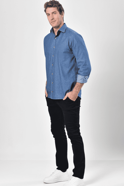 Camisa Jeans Corporativa Masculina Azul