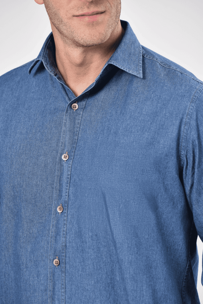 Camisa Jeans Corporativa Masculina Azul