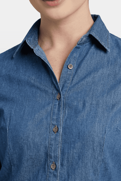 Camisa Jeans Slim Feminina Azul