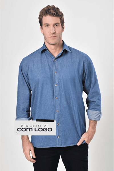 Camisa Jeans Corporativa Masculina Azul