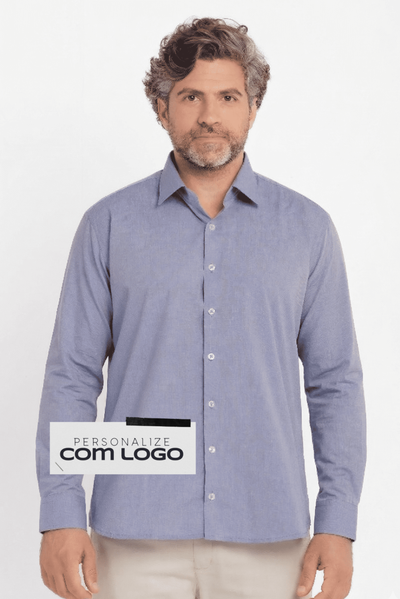 Camisa Social Corporativa Worker Fio Tinto Azul Marinho
