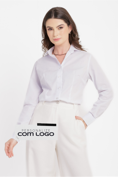 Camisa Social Feminina Slim Worker Lisa Branca Manga Longa