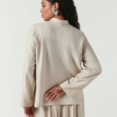 CAMISA CRINCKLED AREIA