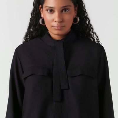 CAMISA CRINCKLED PRETO