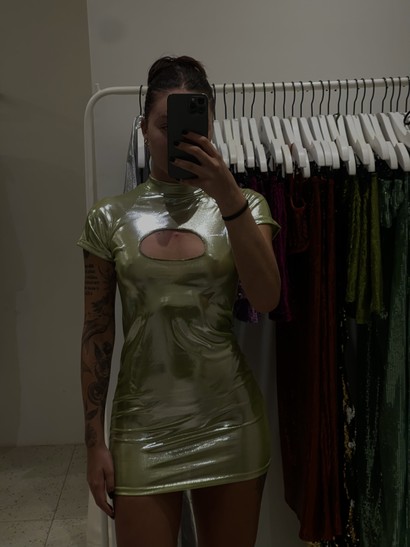 Vestido Alanis Metalizado Verde