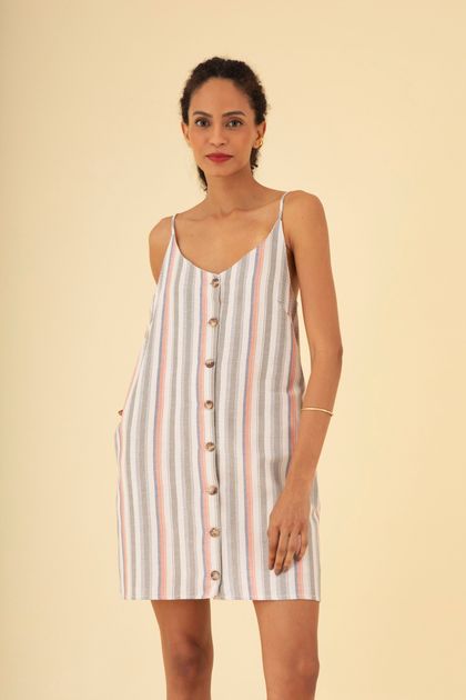 Vestido Botões Listras
