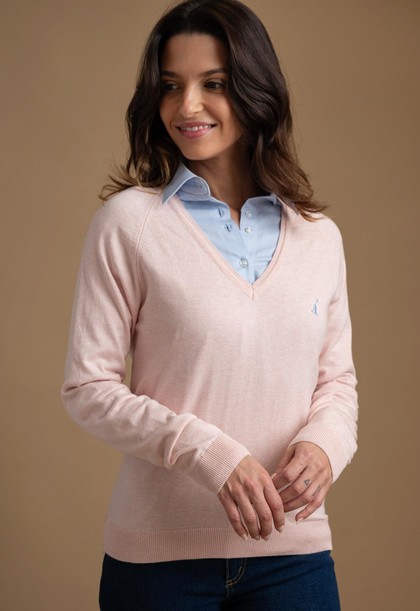Sweater Feminino Mônaco Gola V 015837 Rosa