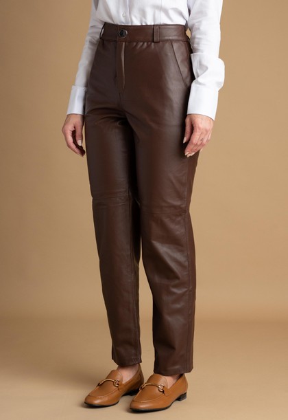 Calça Couro Feminina Pelica s/ Cinto LC67 Chocolate