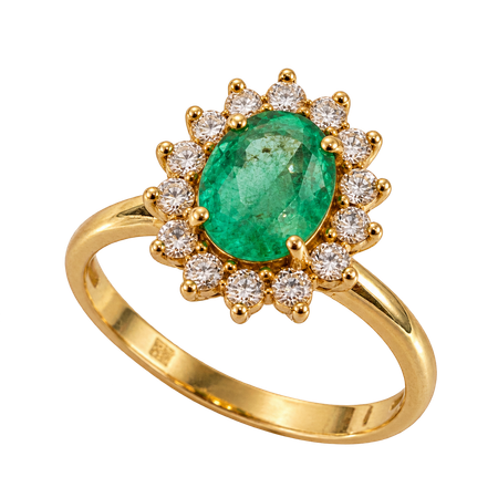 Anel em Ouro Amarelo com Esmeralda Colombiana Oval