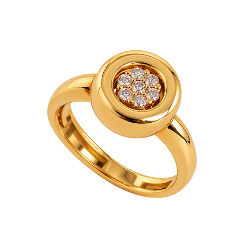 Anel em Ouro Amarelo com Aro Vazado e 7 Brilhantes