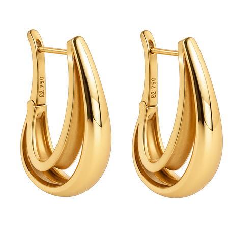 Brinco Argola Dupla em Ouro Amarelo