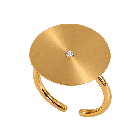Brinco em Ouro Amarelo com Disco e Brilhante